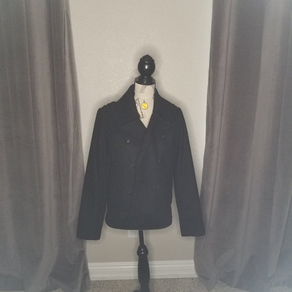 Black Wook Pea Coat - Picture 2 of 9